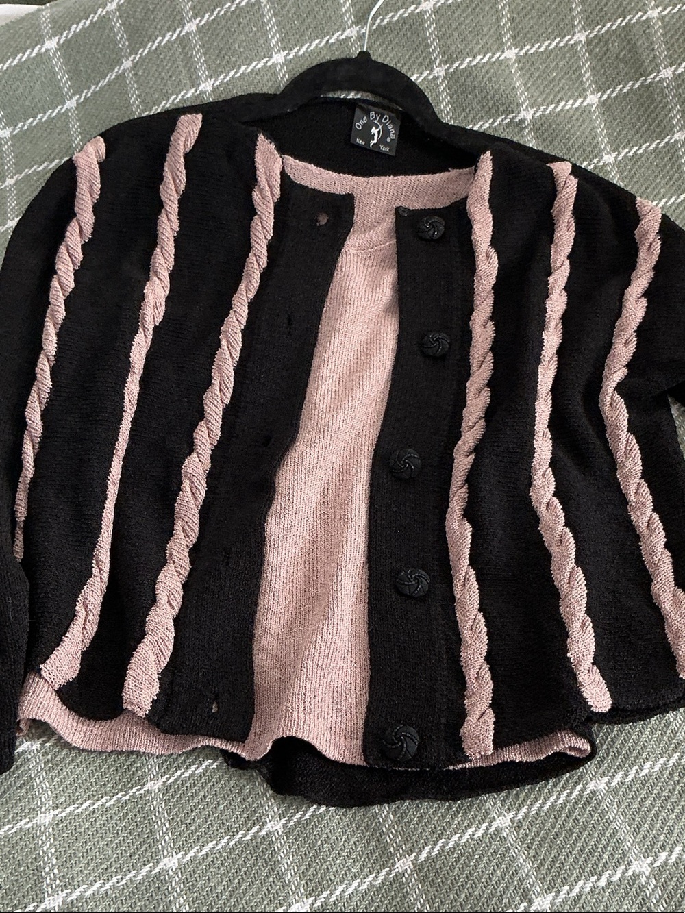 Black and Dusty Pink 2 Piece Sweater Set